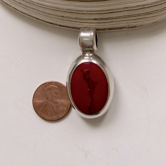Red Coral Pendant Sterling Silver - Picture 2 of 6